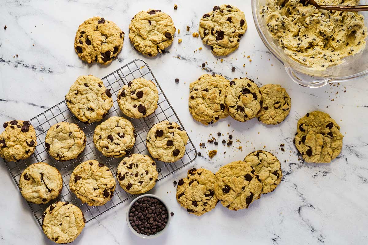 gluten free and dairy free chocolate chip cookies on a surface