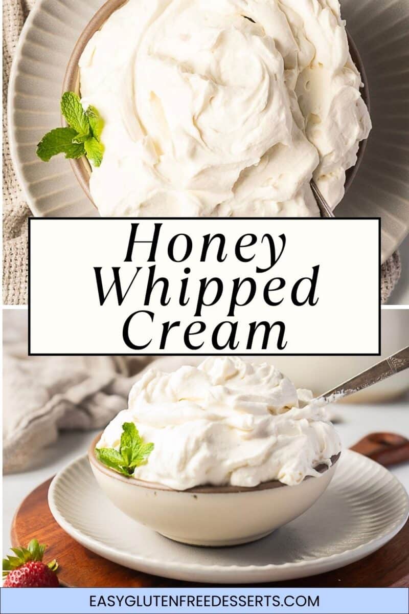 A bowl of mascarpone whipped cream infused with honey and garnished with mint