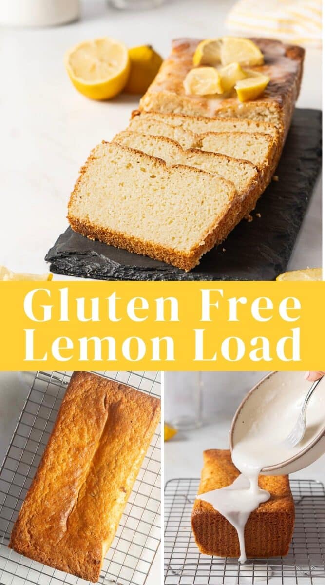 Assorted baking ingredients on a white surface, including lemons, butter, flour, sugar, eggs, sour cream, baking powder, baking soda, and salt in bowls.